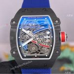 1:1 Clone Richard Mille RM67-02 Sebastien Ogier Black Carbon TPT Blue Strap Watch